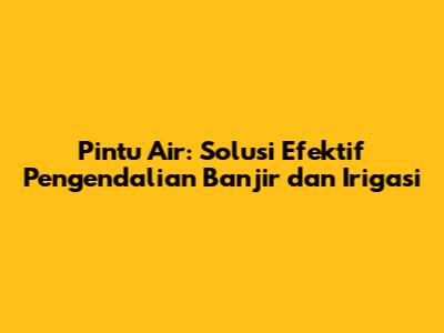 Pintu Air: Solusi Efektif Pengendalian Banjir dan Irigasi
