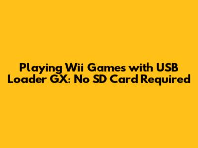 Playing Wii Games with USB Loader GX: No SD Card Required