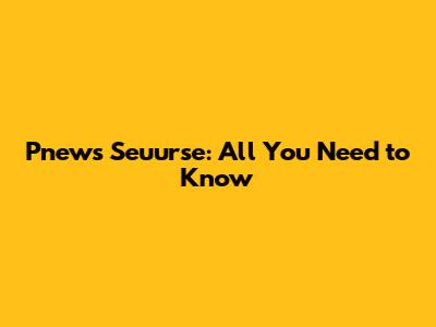 Pnews Seuurse: All You Need to Know