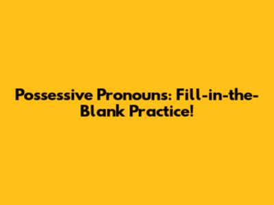 Possessive Pronouns: Fill-in-the-Blank Practice!