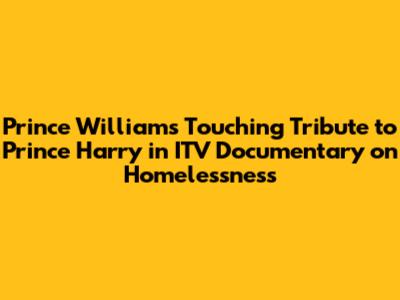 Prince William's Touching Tribute to Prince Harry in ITV Documentary on Homelessness