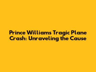 Prince William's Tragic Plane Crash: Unraveling the Cause