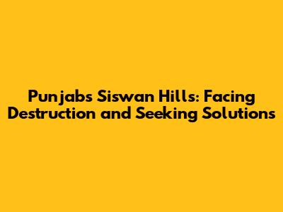 Punjab's Siswan Hills: Facing Destruction and Seeking Solutions