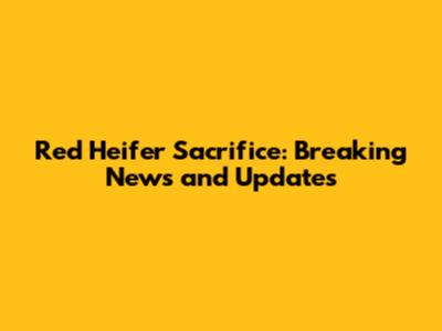 Red Heifer Sacrifice: Breaking News and Updates