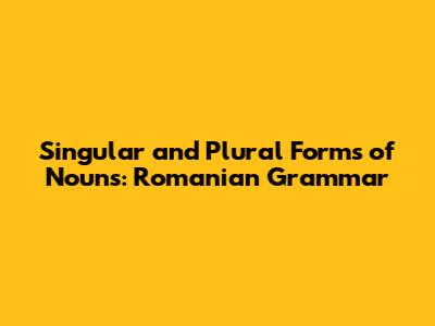 Singular and Plural Forms of Nouns: Romanian Grammar