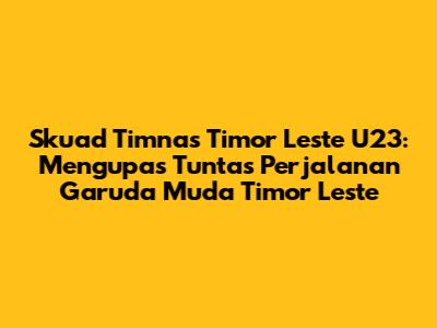 Skuad Timnas Timor Leste U23: Mengupas Tuntas Perjalanan Garuda Muda Timor Leste