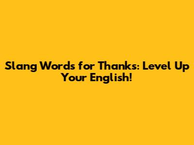Slang Words for Thanks: Level Up Your English!