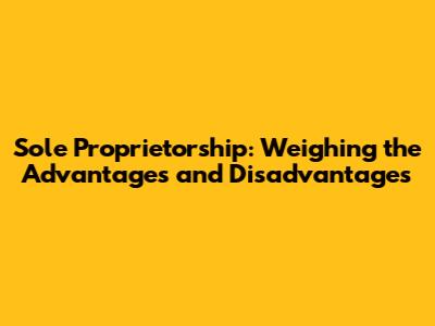 Sole Proprietorship: Weighing the Advantages and Disadvantages