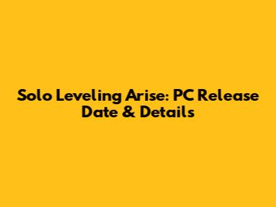 Solo Leveling Arise: PC Release Date & Details