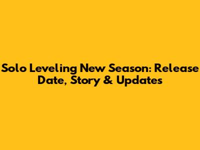 Solo Leveling New Season: Release Date, Story & Updates