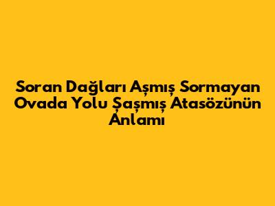 Soran Dağları Aşmış Sormayan Ovada Yolu Şaşmış Atasözünün Anlamı