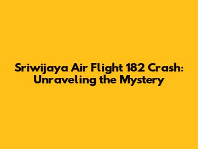 Sriwijaya Air Flight 182 Crash: Unraveling the Mystery