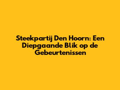 Steekpartij Den Hoorn: Een Diepgaande Blik op de Gebeurtenissen