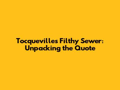 Tocqueville's "Filthy Sewer": Unpacking the Quote