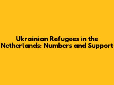 Ukrainian Refugees in the Netherlands: Numbers and Support