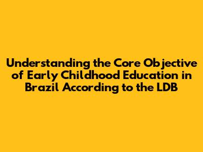 Understanding the Core Objective of Early Childhood Education in Brazil According to the LDB