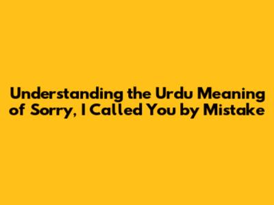 Understanding the Urdu Meaning of 'Sorry, I Called You by Mistake'