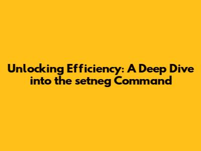 Unlocking Efficiency: A Deep Dive into the setneg Command