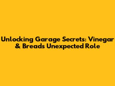 Unlocking Garage Secrets: Vinegar & Bread's Unexpected Role