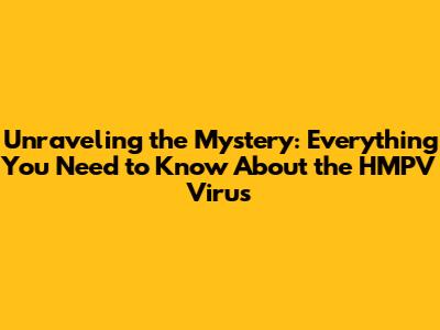 Unraveling the Mystery: Everything You Need to Know About the HMPV Virus