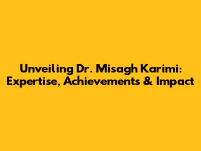 Unveiling Dr. Misagh Karimi: Expertise, Achievements & Impact
