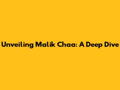 Unveiling Malik Chaa: A Deep Dive