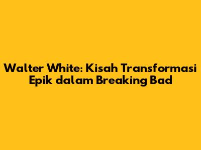 Walter White: Kisah Transformasi Epik dalam Breaking Bad