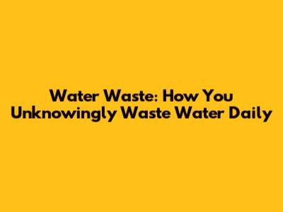 Water Waste: How You Unknowingly Waste Water Daily