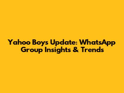 Yahoo Boys Update: WhatsApp Group Insights & Trends