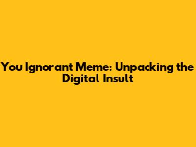 You Ignorant Meme: Unpacking the Digital Insult