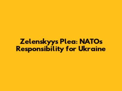 Zelenskyy's Plea: NATO's Responsibility for Ukraine
