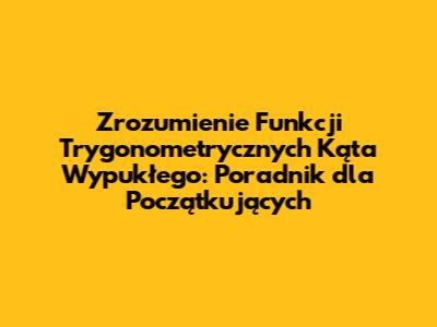 Zrozumienie Funkcji Trygonometrycznych Kąta Wypukłego: Poradnik dla Początkujących